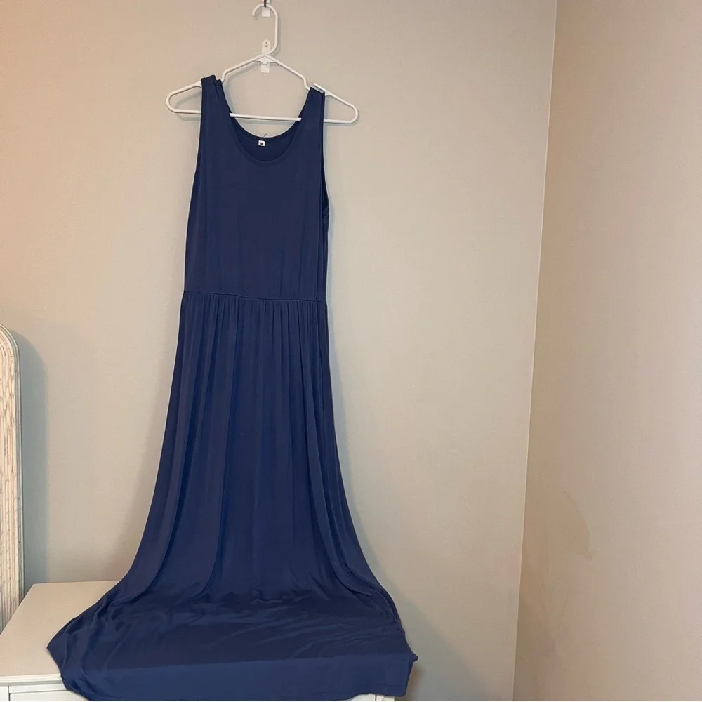 Flowy Soft Grey Summer Blue Maxi Dress 👗